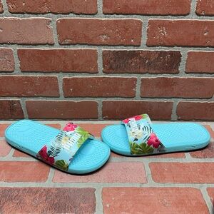 PUMA 'Cool Cat' Tropical/Blue Floral Slide Sandals Women's Size 8